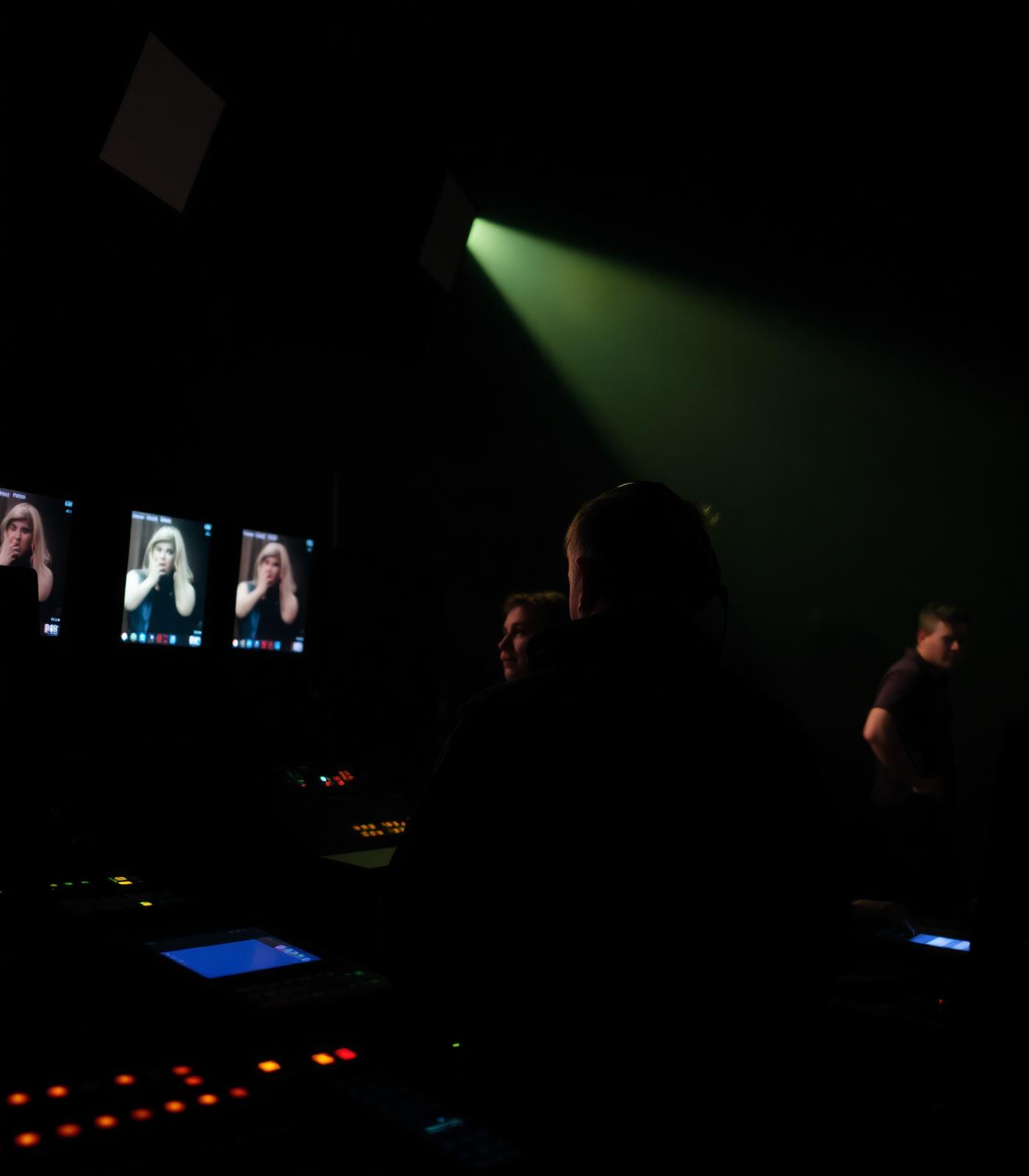 Production team at the lighting console